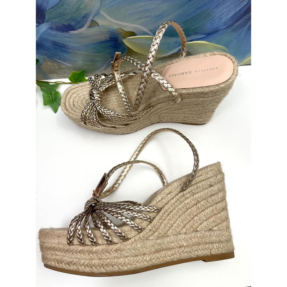 Loeffler Randal Pamela Mignon metallic leather platform wedge sandals in Gold 10 - Picture 6 of 15